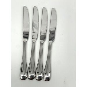 Oneida Stainless Dinner Knife 9 1/2” VOSS Glossy Concave Handle Set Of 4